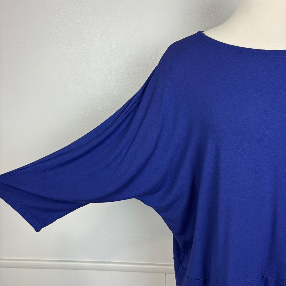 Eileen Fisher Oversized Jersey Knit Tunic Top Size‎ L Cobalt Blue Dolman Sleeve - Picture 3 of 12